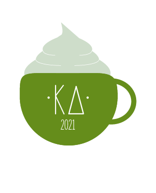 Kappa Delta letters on a green mug