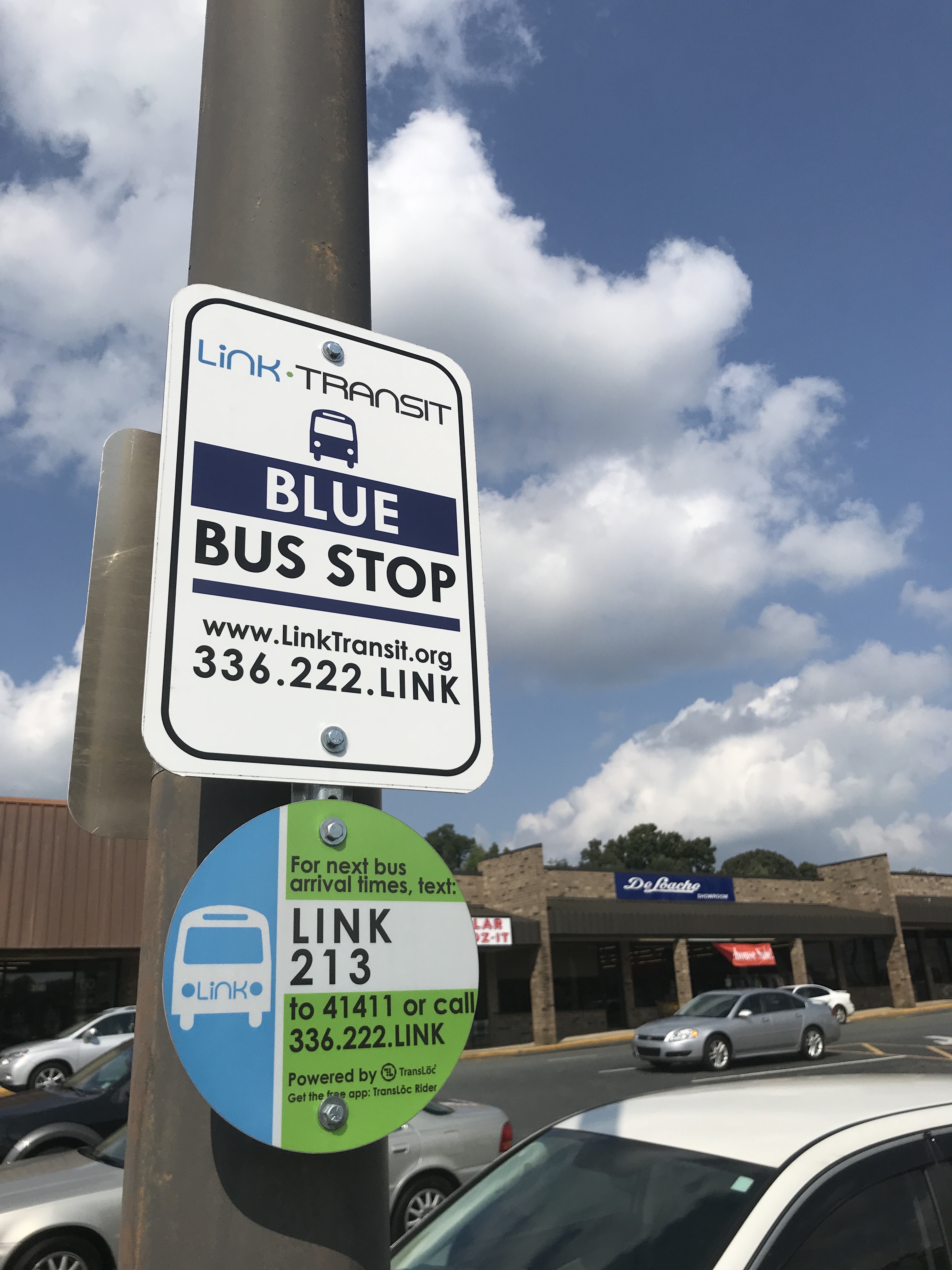 The blue route station at Westbrook Shopping Center.